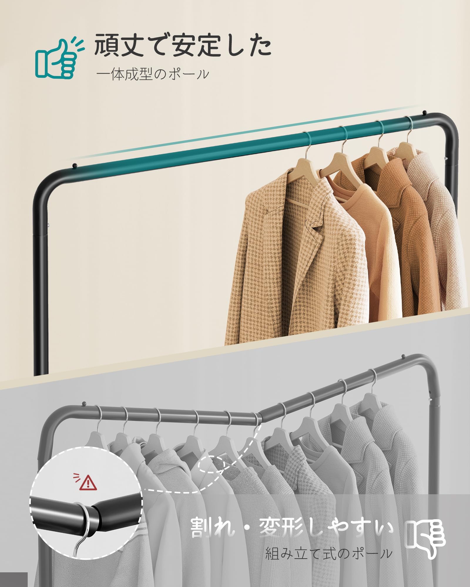 Amazon｜SONGMICS ハンガーラック 頑丈なスチール製 大容量 パイプ